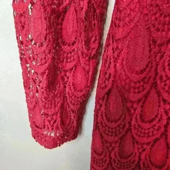 Bebe Red Nylon Lace Bodycon Dress Size XL Party Cocktail - Picture 4 of 11